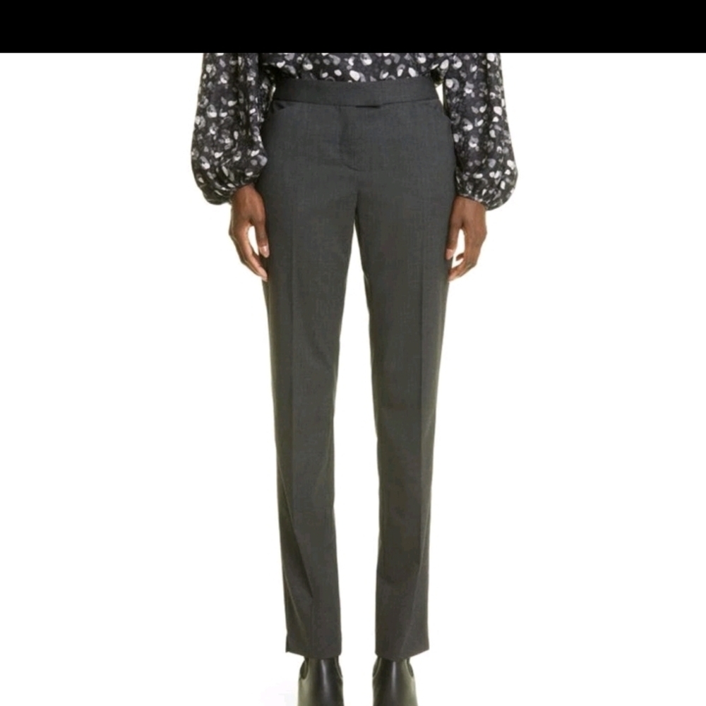 Lafayette 148 | Irving Grey/Red Plaid | Wool Straight Leg Pants | Size 8